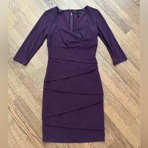 WHBM Burgundy bandage dress “instantly slimming”